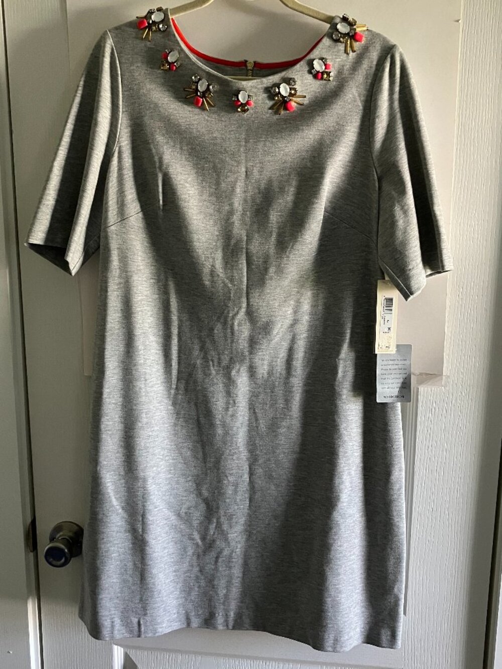 Eliza J Short Sleeve W/ Beaded Jewell Neckline Dress New W/Tags Size 16 $138